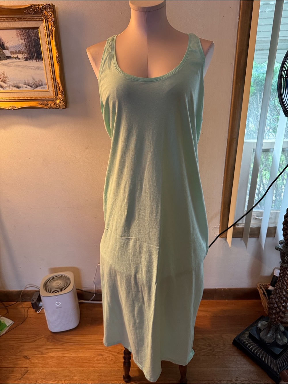 🐷🆕 Victoria's Secret Mint Green 100% Cotton Racerback Maxi Sleep Dress